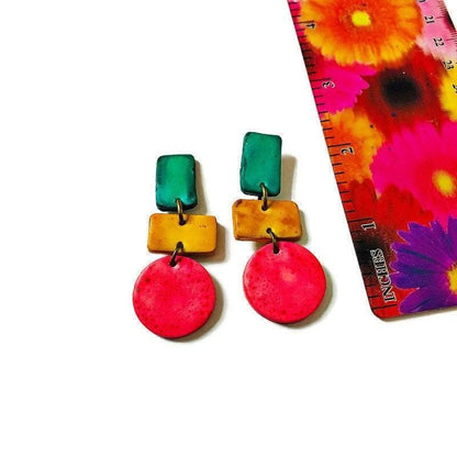 Geometric Statement Jewelry Set, Necklace & Earrings, Handmade Polymer Clay