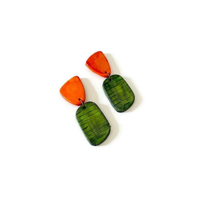Boucles d'oreilles en argile bicolores faites à la main, à clous ou à clips - "Alex"