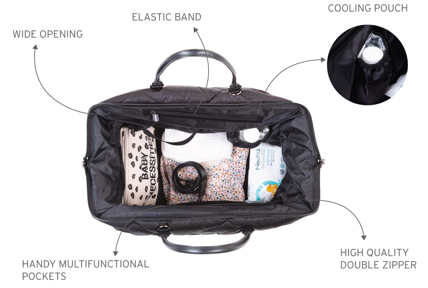 Cloud Comfort Puffer Mommy Bag - Black