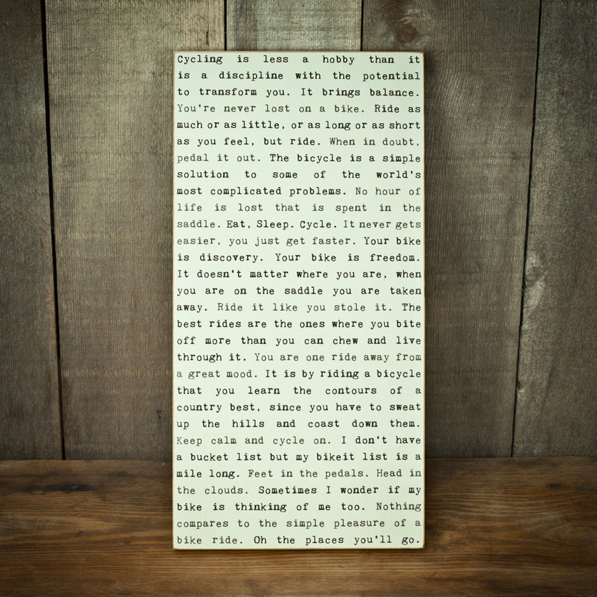 Typewriter Sign - Cycling