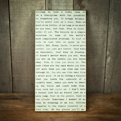 Typewriter Sign - Cycling