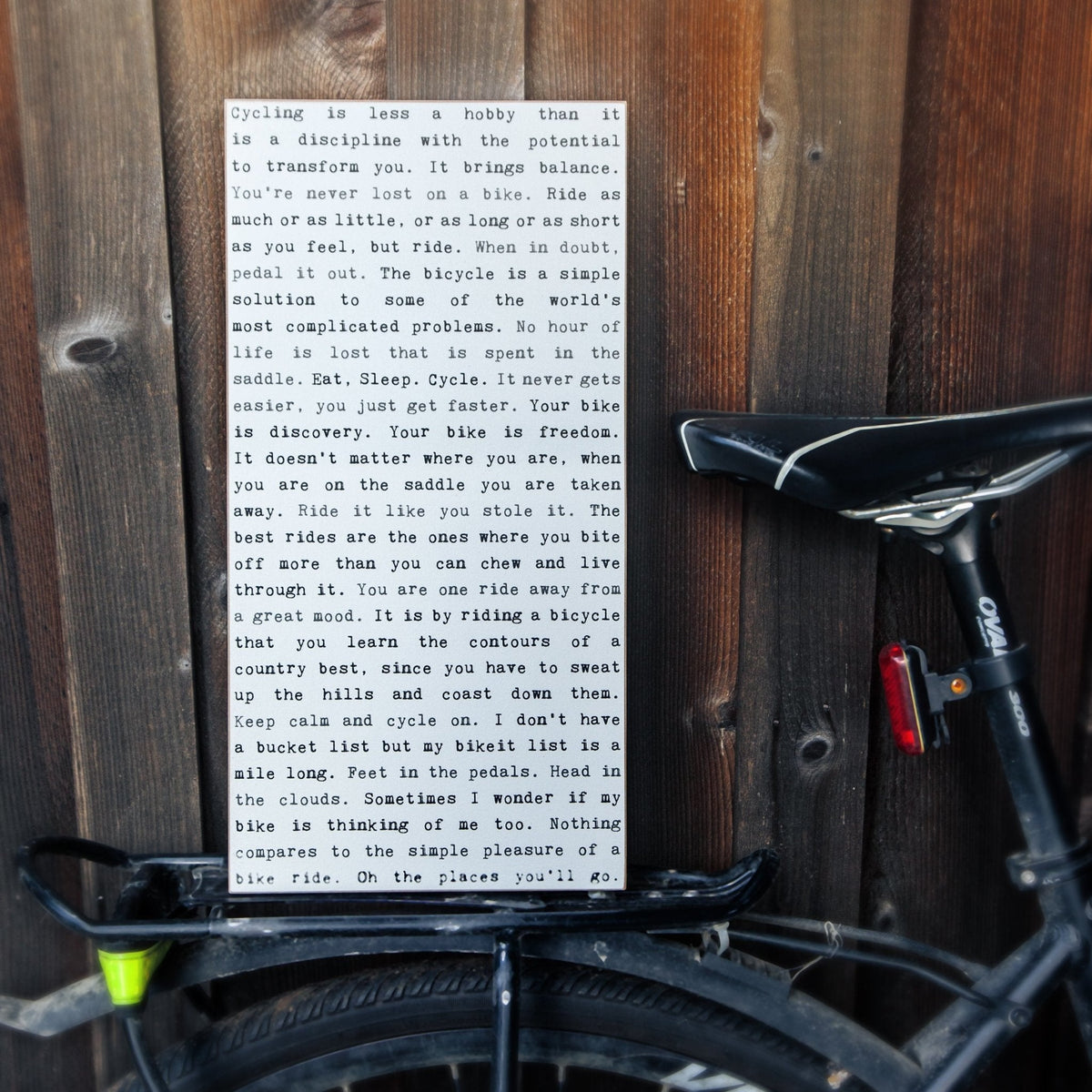 Typewriter Sign - Cycling