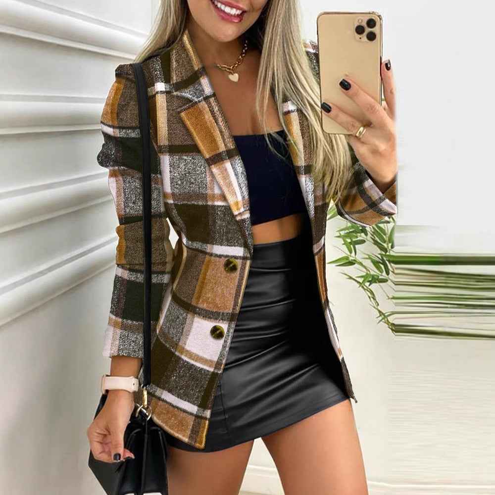 Manteau femme uni à manches longues et col tailleur brossé
