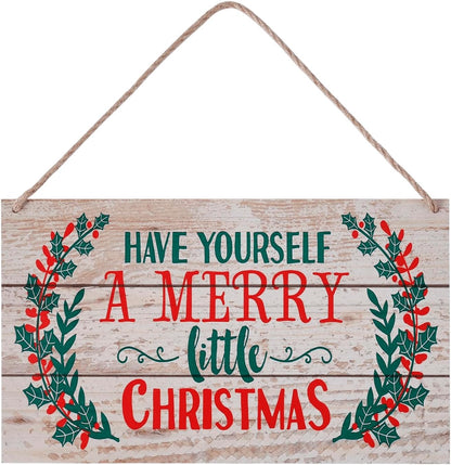 Merry Christmas Wooden Door Hanging Sign 11.8 × 7.1 in – Holiday Home & Office Decor (Canada Delivery Only)