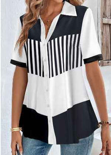 Haut cardigan à manches courtes et col à revers pour femme au tempérament élégant