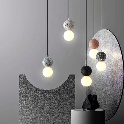 Terrazzo Glass Pendant Light - Modern Nordic Cement Chandelier for Restaurant Bar