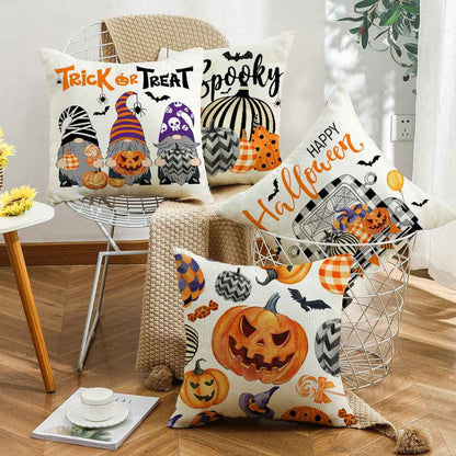 Housse de coussin Halloween voiture dessin animé citrouille – Taie d'oreiller décorative style nordique pour canapé 45×45 cm