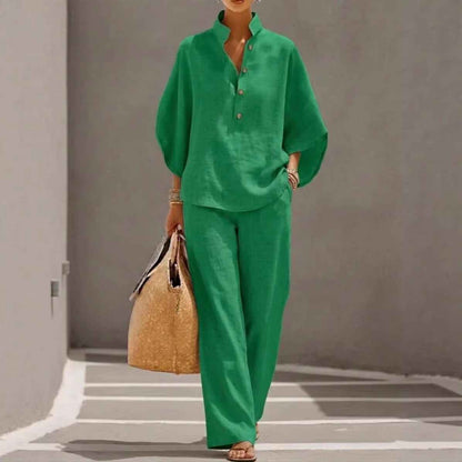 Ensemble de vêtements d'été pour femmes : haut pull ample à manches courtes et pantalon à jambes droites