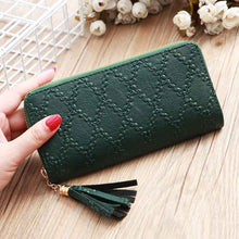 Portefeuille pochette en cuir pour femme – Élégant porte-monnaie zippé à pompon avec fentes pour cartes