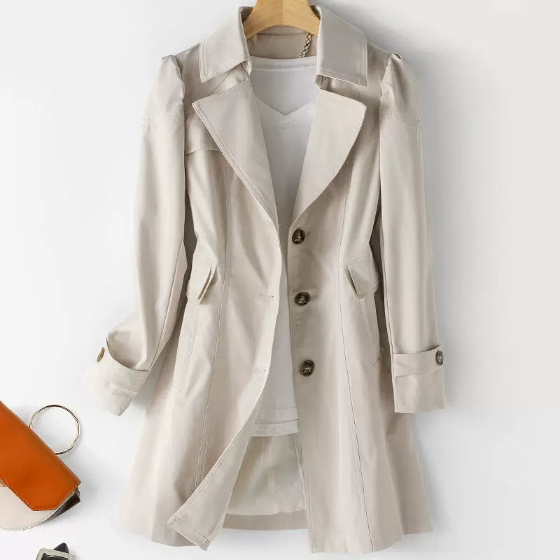 Coupe-vent mi-long cintré pour femme style européen et américain