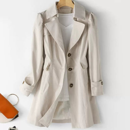 Coupe-vent mi-long cintré pour femme style européen et américain