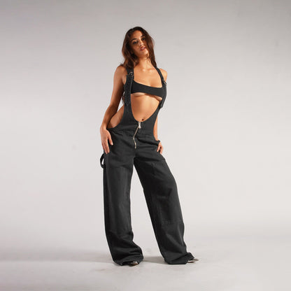 Combinaison en jean coupe ample pour femme – Salopette large style Y2K à bretelles