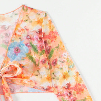 Nouvel ensemble bikini quatre pièces, robe de plage élégante, style européen et américain