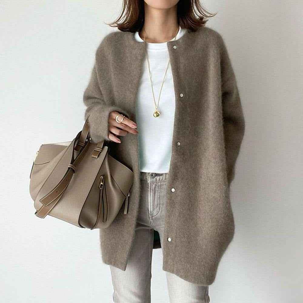 Cardigans droits pour femme, couleur unie, tricotés, à la mode, pour l'automne et le printemps