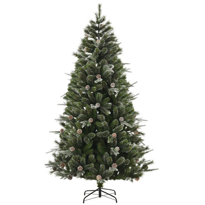 HOMCM 7FT Artificial Christmas Snow Pine Tree Holiday Home Xmas Decoration With Automatic Open, Pinecone, Green (Canada Delivery Only)