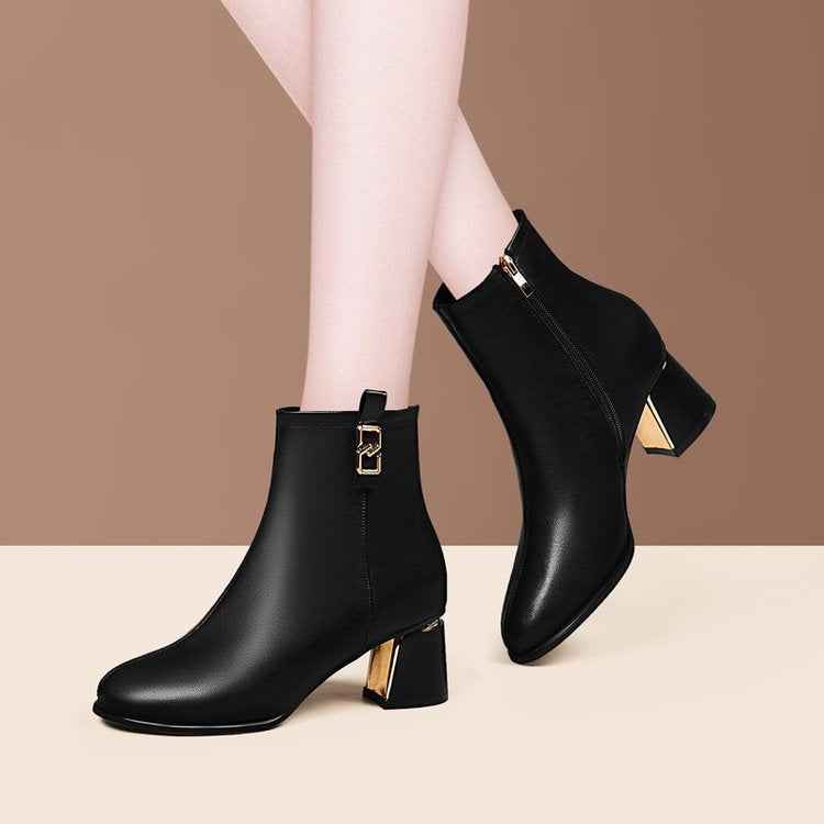 Bottines à sequins pour femmes – Bottines tendance à bout pointu, talon épais et fermeture éclair latérale