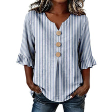 Chemisier boutonné à manches trois-quarts pour femme à motif floral