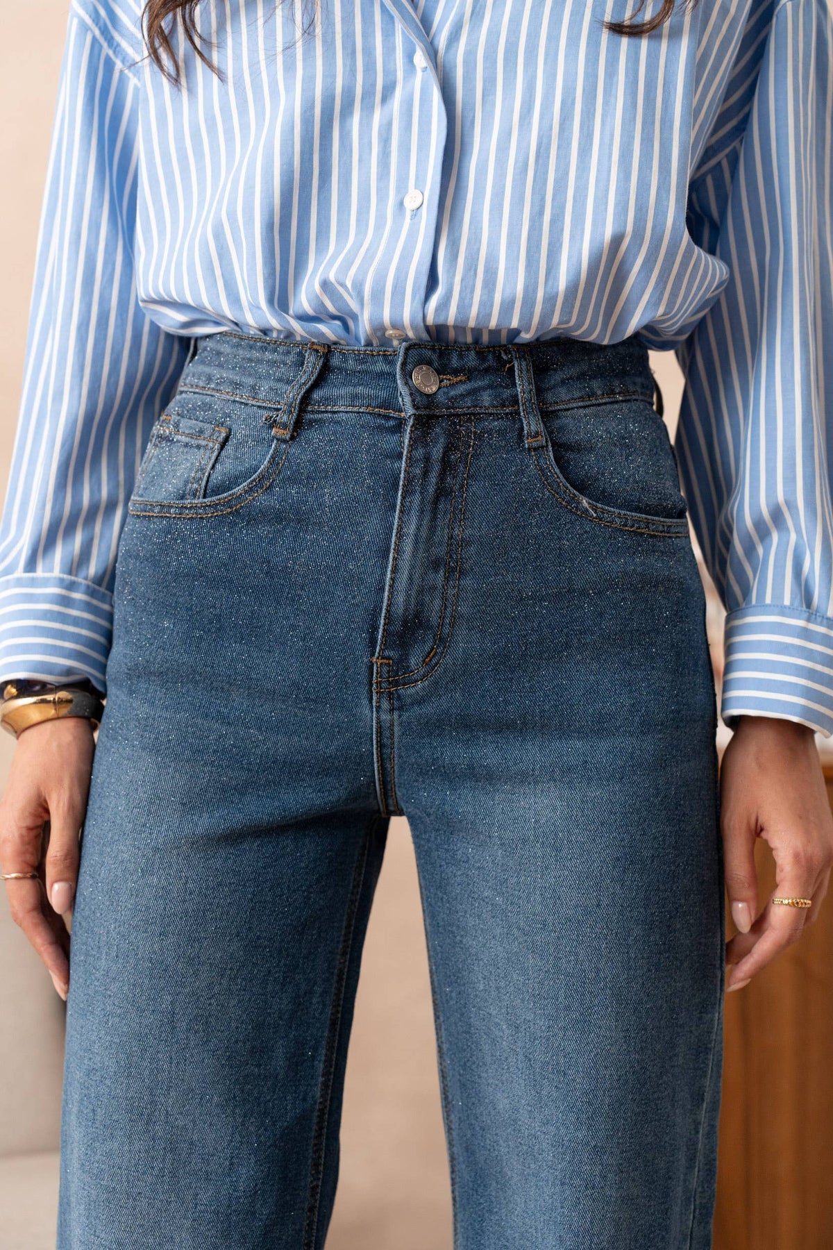 Sequin wide leg jeans
