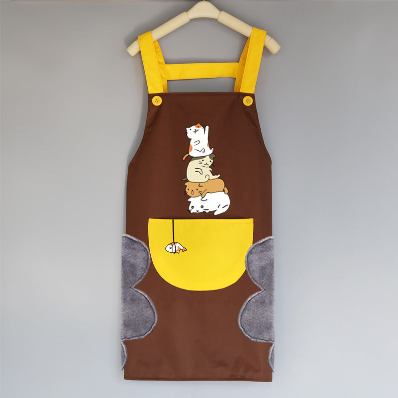 Tablier de cuisine coréen mignon pour femme adulte, résistant à l'eau et à l'huile.
