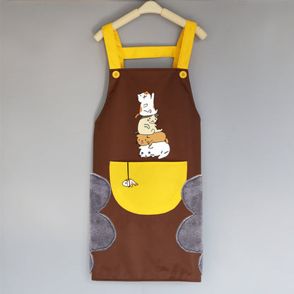 Tablier de cuisine coréen mignon pour femme adulte, résistant à l'eau et à l'huile.