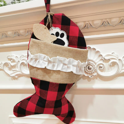 Christmas Pet Socks Gift Bag, Polyester Holiday Stockings
