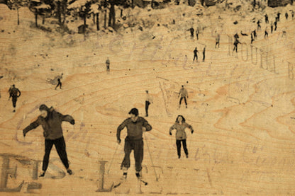 Wood Postcard - Downhill Skiing