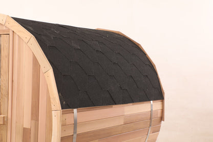Blisspod | Prague | Sauna tonneau extérieur en cèdre rouge canadien à vapeur | Arrière entièrement vitré | 180cm H x 180cm L x 180cm P | 4-6 personnes