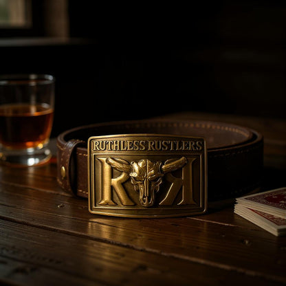 Boucle de ceinture audacieuse Ruthless Rustlers RR | Cuivre antique