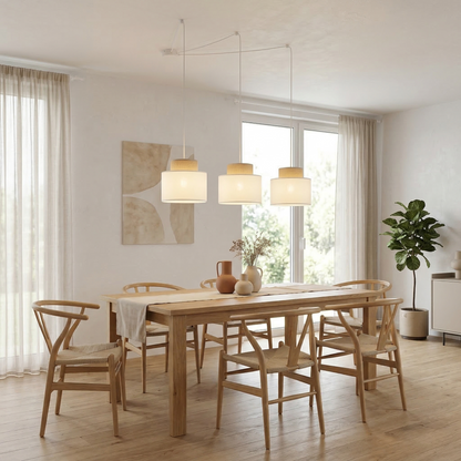 Suspension DUO blanche réglable à 3 lampes pour table de salle à manger et îlot de cuisine