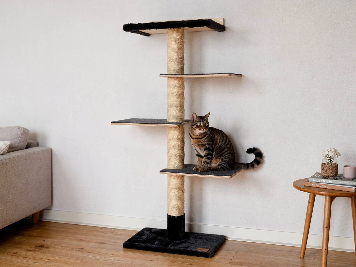 Arbre à chat mural de 183 cm – Idéal pour les petits espaces