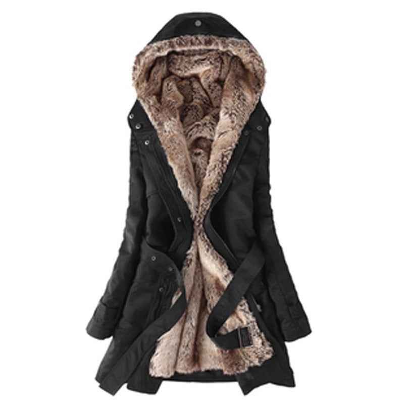 Manteau mi-long en coton doublé laine pour femme – Veste à manches longues avec doublure amovible