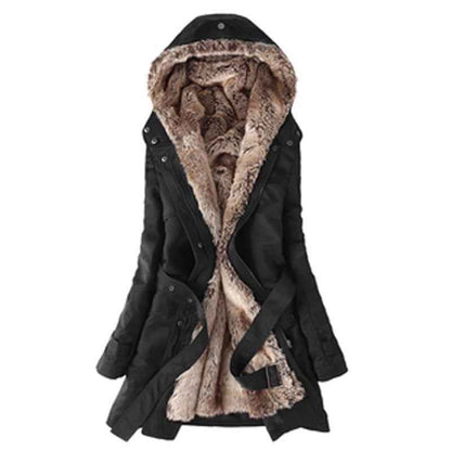 Manteau mi-long en coton doublé laine pour femme – Veste à manches longues avec doublure amovible