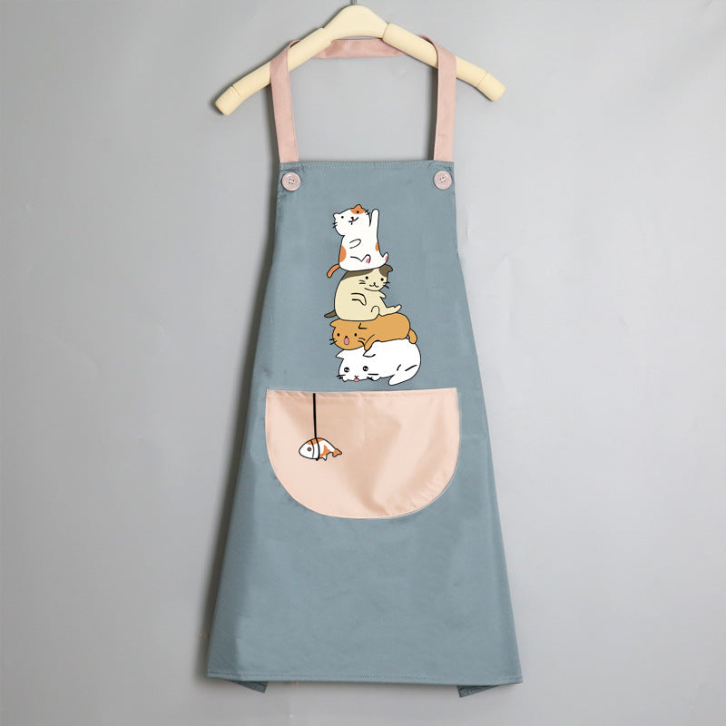 Tablier de cuisine coréen mignon pour femme adulte, résistant à l'eau et à l'huile.