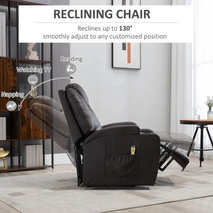 Brown Power Lift Recliner Chair – PU Leather Electric Lift Chair with Footrest, Remote & Cup Holders (United States & Canada Delivery Only)