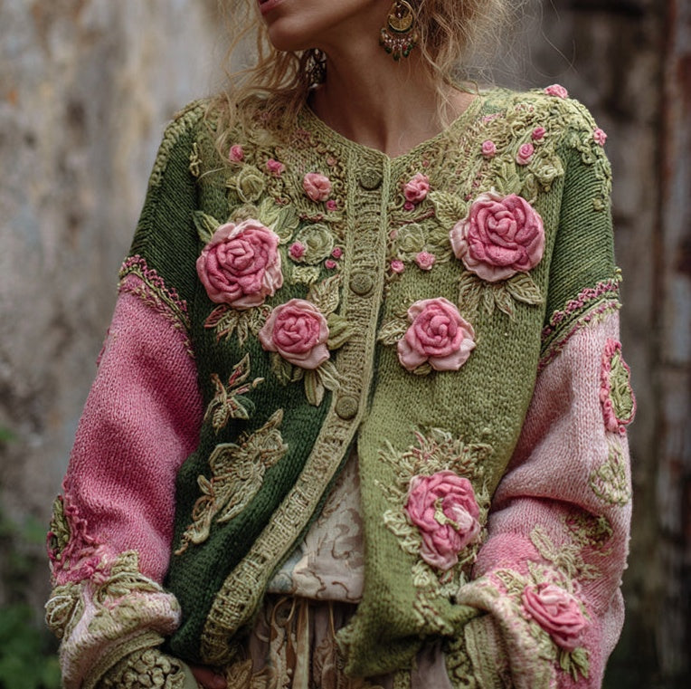 Gilet en maille à effet 3D pour femme