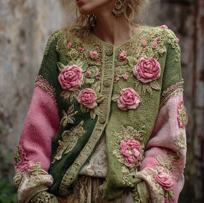 Gilet en maille à effet 3D pour femme