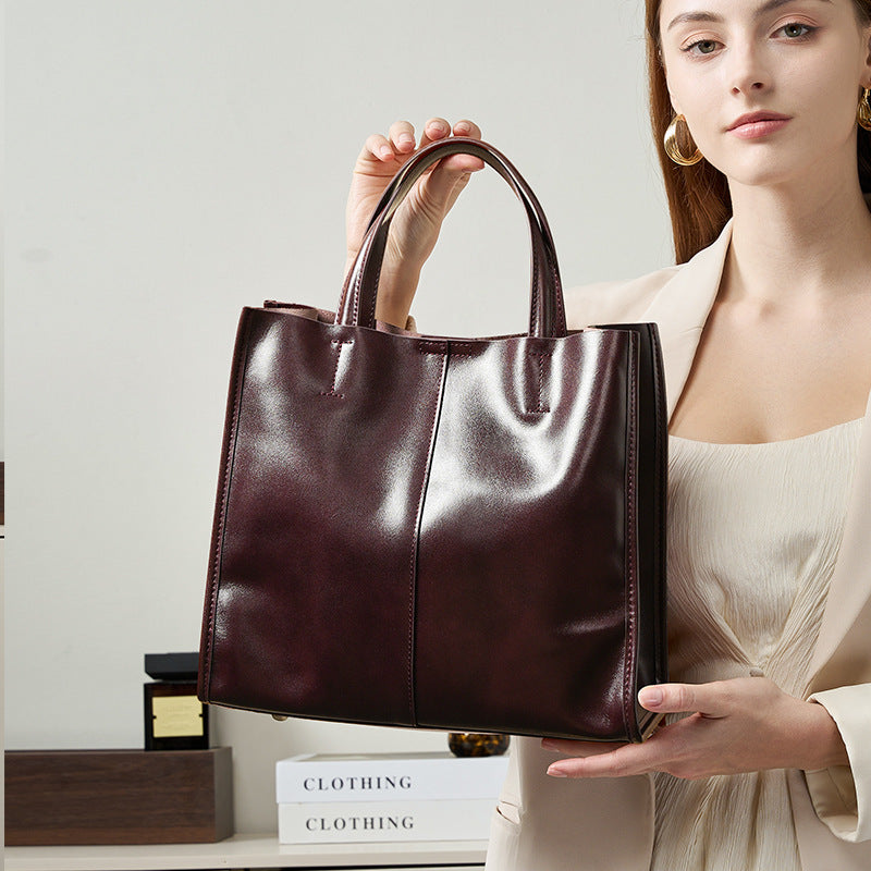 Sac à main élégant et polyvalent en cuir véritable haut de gamme pour femme