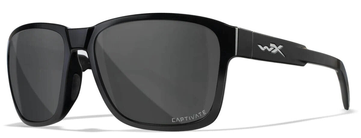 Lunettes de soleil Wiley X WX TREK, monture noire mate et verres polarisés CAPTIVATE gris