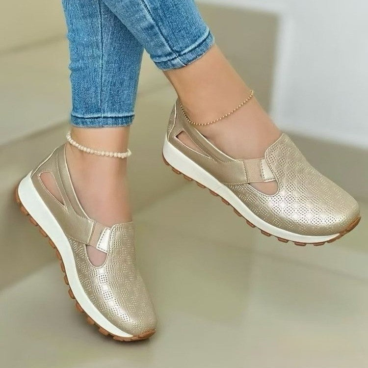 Plus-size Womens Shoes Korean-style Chunky-soled Versatile Slip-on Casual Flats