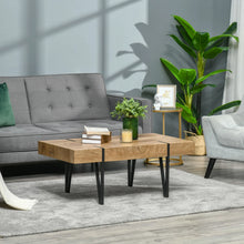 Rustic Rectangular Coffee Table – Natural Wood Center Table with Steel Hairpin Legs (United States & Canada Delivery Only)