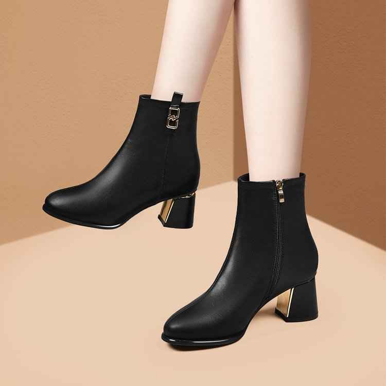 Bottines à sequins pour femmes – Bottines tendance à bout pointu, talon épais et fermeture éclair latérale