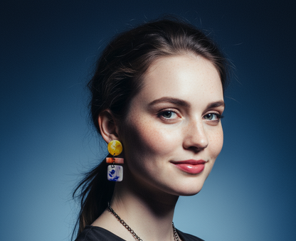 Parure de bijoux pastel avec collier géométrique et boucles d'oreilles tendance