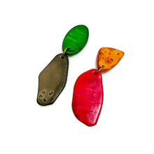 Earth Tone Mismatched Earrings Post or Clip Ons