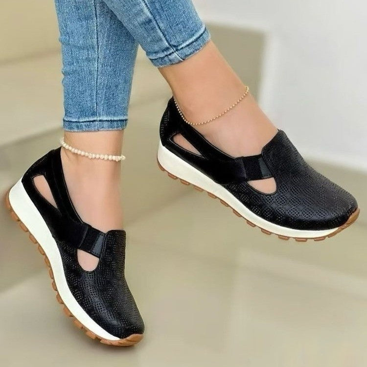 Plus-size Womens Shoes Korean-style Chunky-soled Versatile Slip-on Casual Flats
