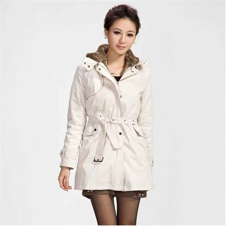Manteau mi-long en coton doublé laine pour femme – Veste à manches longues avec doublure amovible
