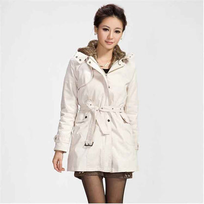 Manteau mi-long en coton doublé laine pour femme – Veste à manches longues avec doublure amovible
