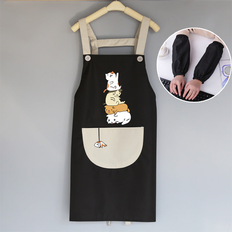 Tablier de cuisine coréen mignon pour femme adulte, résistant à l'eau et à l'huile.