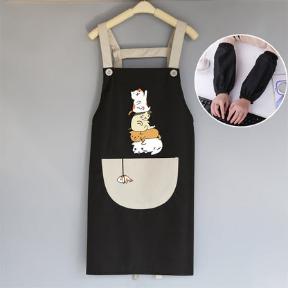 Tablier de cuisine coréen mignon pour femme adulte, résistant à l'eau et à l'huile.