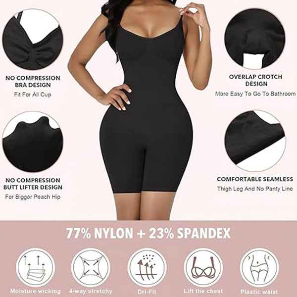 Caraco gainant taille de guêpe pour tous les jours, ouverture à l'entrejambe, gaine short sans enroulement - Body femme sculptant, contrôle ultime du ventre et effet push-up.