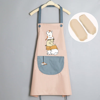 Tablier de cuisine coréen mignon pour femme adulte, résistant à l'eau et à l'huile.